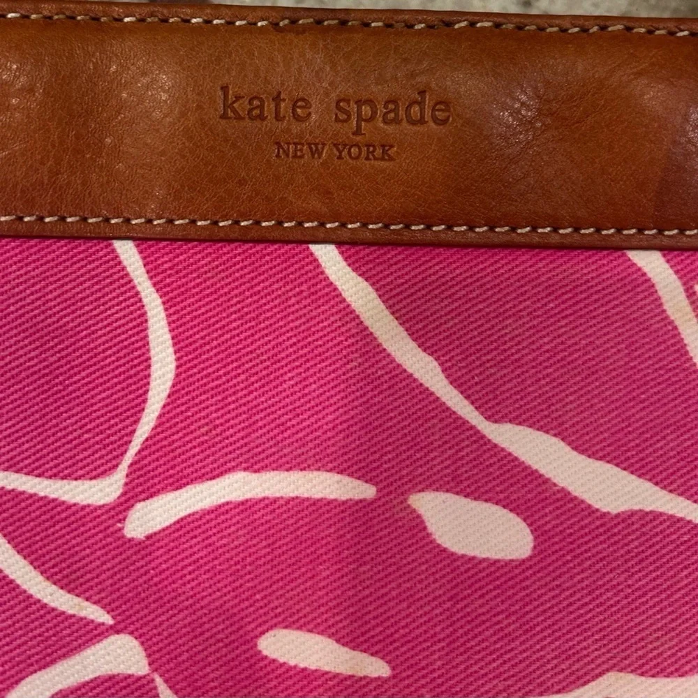 Funky spring Easter Pink floral Kate spade tote handbag purse beach bag